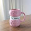 Taza de Café Cerámica Estilo Tejido Caliente, Taza de Bolas de Hilo de Colores, Taza de Té Regalo, Vasos para Verano e Invierno, Utensilios de Cocina