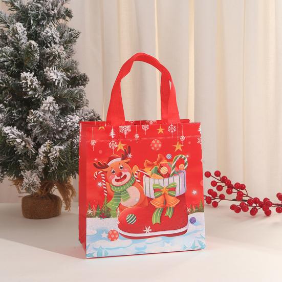Bags Reusable Santa Claus Snowman Patterns Tote Bags for Festive Party Decoration