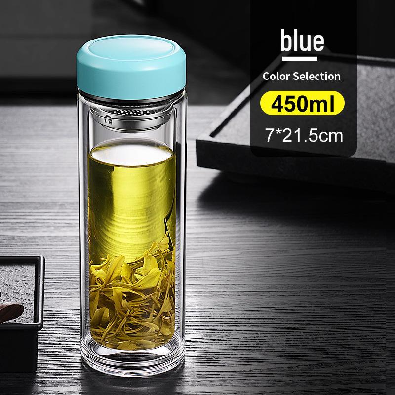 Double-Layer Borosilicate Glass Tea Cup - Heat Resistant & Transparent for Brewing.