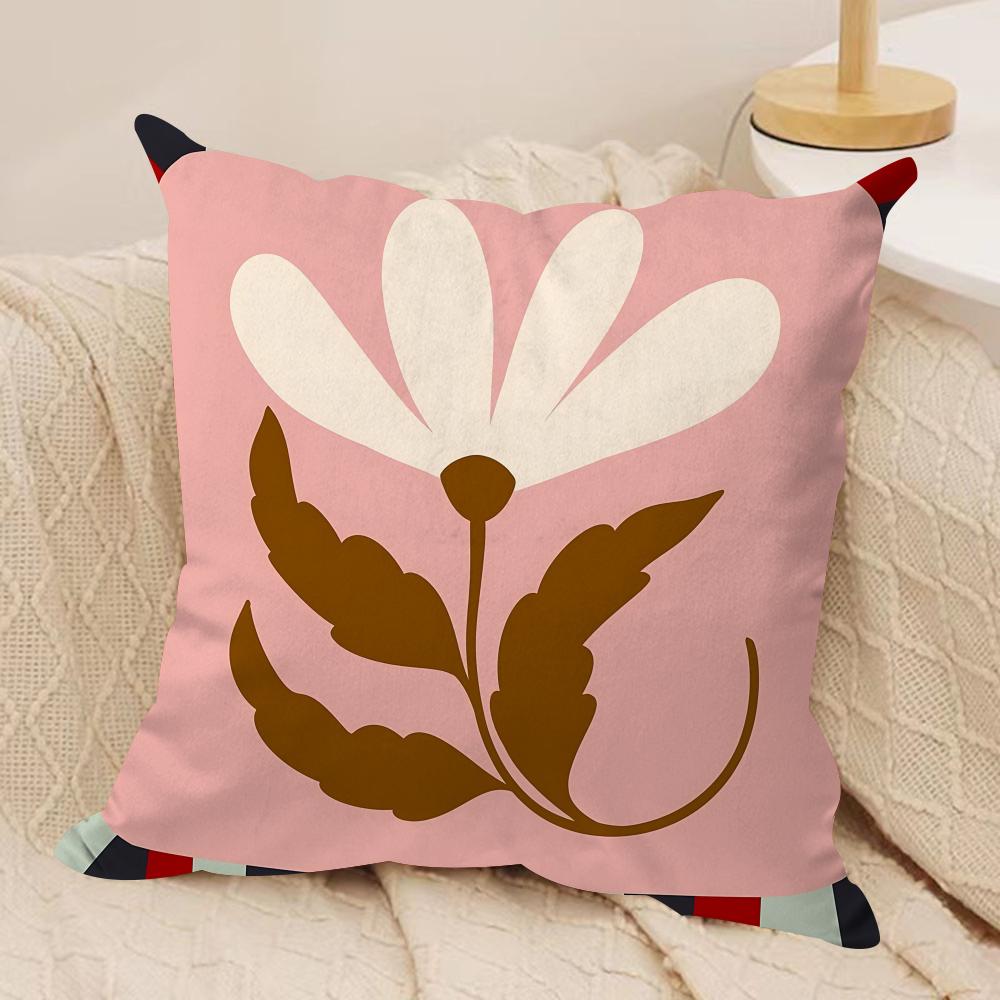 Flower Ins Simple Art Cushion Cover Silky Short Plush Invisible Zipper Dustproof Sofa Pillow Case For Home Decor