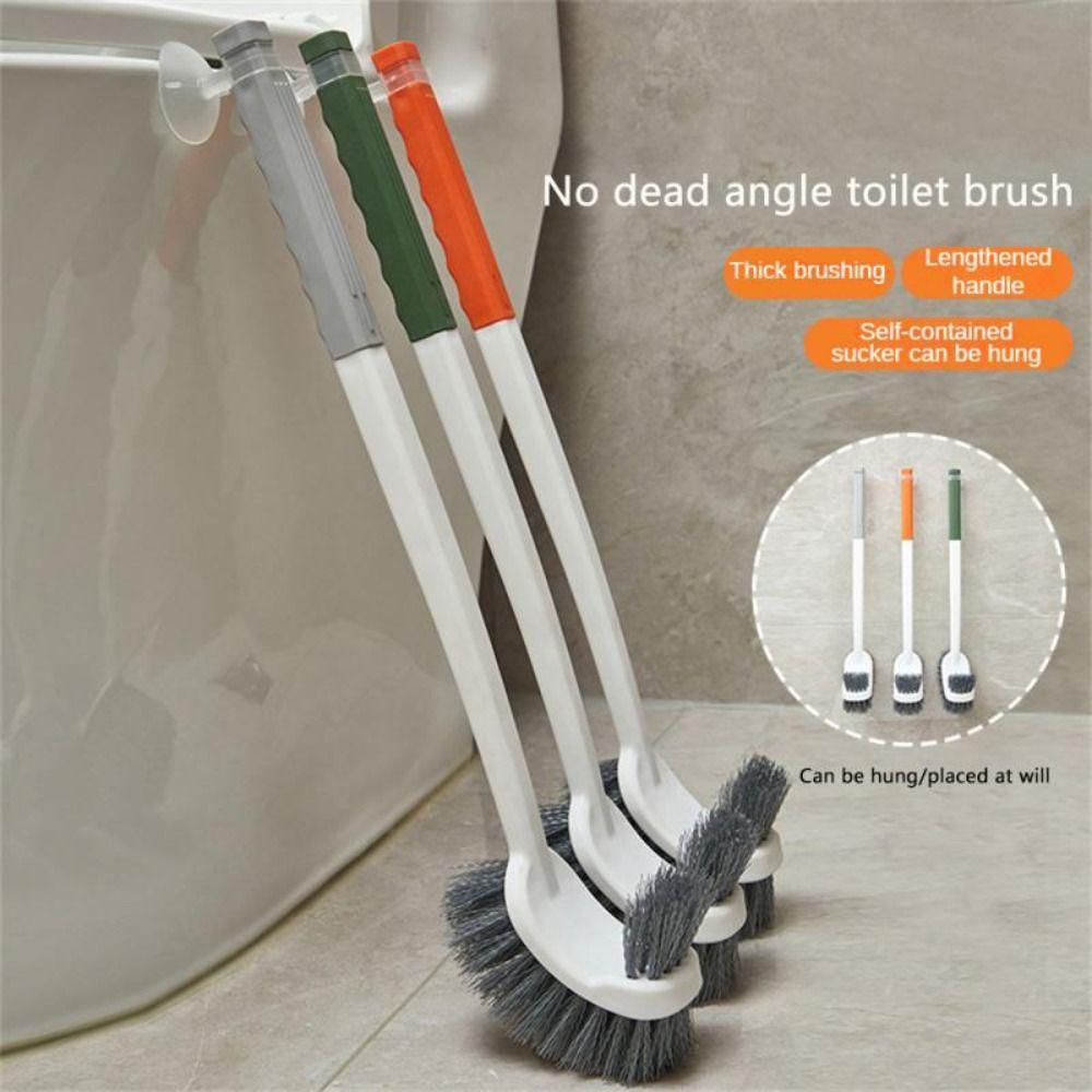 Long Handled Toilet Brush Double-Sided Elbow Bathroom Brush New Squat Brush Cleaning Tool