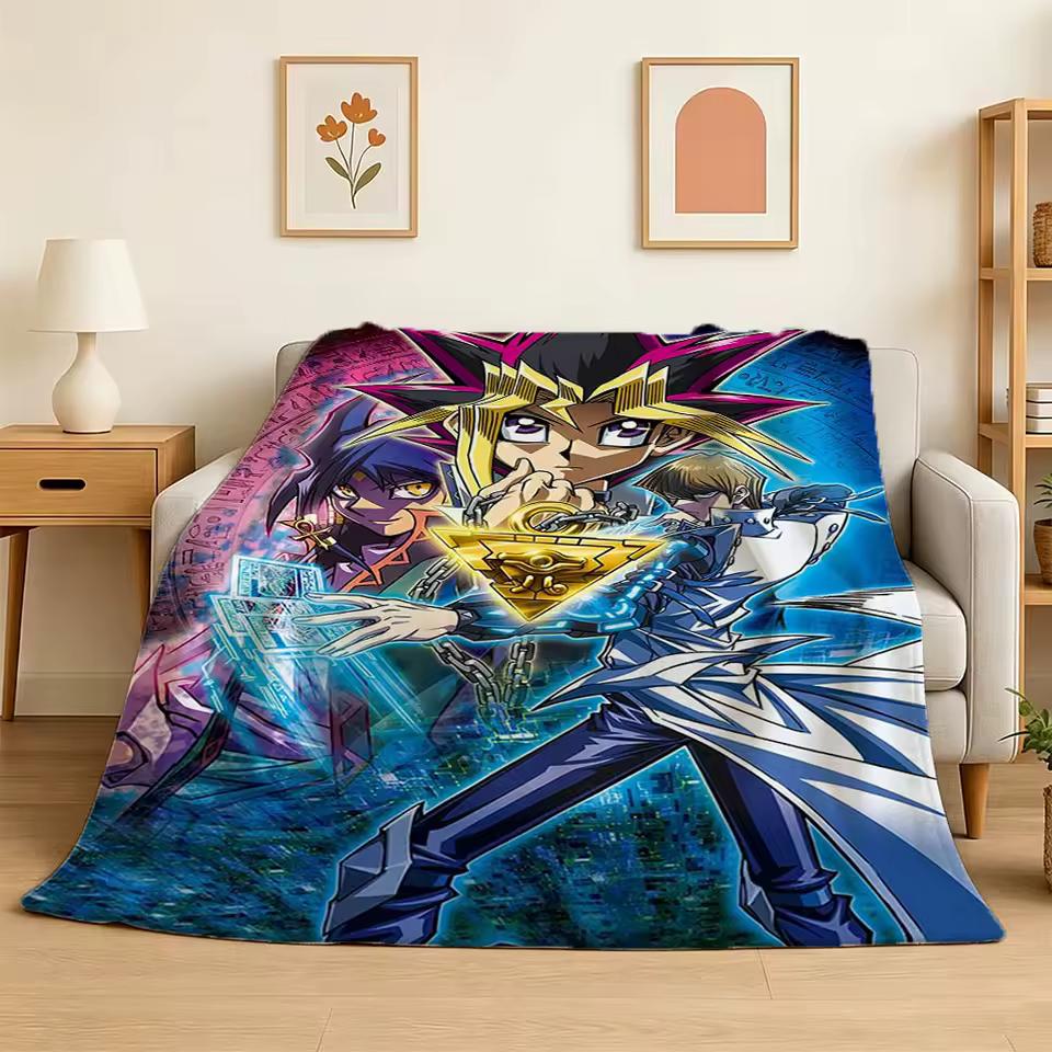 Cartton Y-Yu Gi O-Oh Japan Anime Game 3D Flannel Blanket Soft Throw Blanket Art For Home Decor Bedroom Bed Sofa Picnic Fans Gift