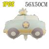Cute Cartoon Frosted Aluminum Film Balloon Rainbow Police Car Plane Bear Birthday Balloon Party Layout Scene Decoration