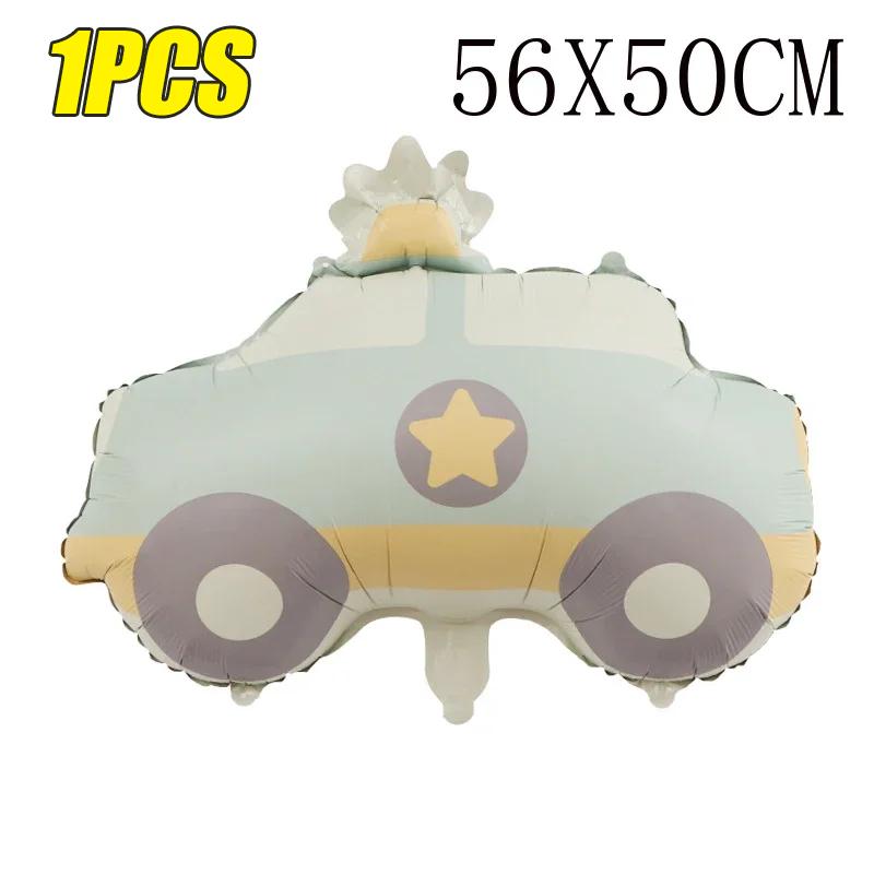 Cute Cartoon Frosted Aluminum Film Balloon Rainbow Police Car Plane Bear Birthday Balloon Party Layout Scene Decoration