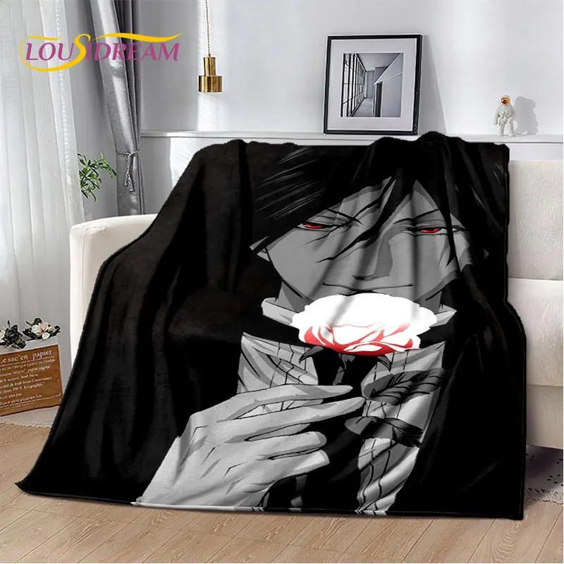 Black Butler Anime Cartoon Měkká plyšová deka, flanelová deka přehoz do obývacího pokoje Ložnice Pohovka Pohovka Piknikový povlak pro děti