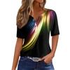 Damen T-Shirt mit Aufdruck und Knopfleiste, kurzärmelig, Tunika, für den Alltag, Wochenende, modisch, Basic, V-Ausschnitt, normales Oberteil
