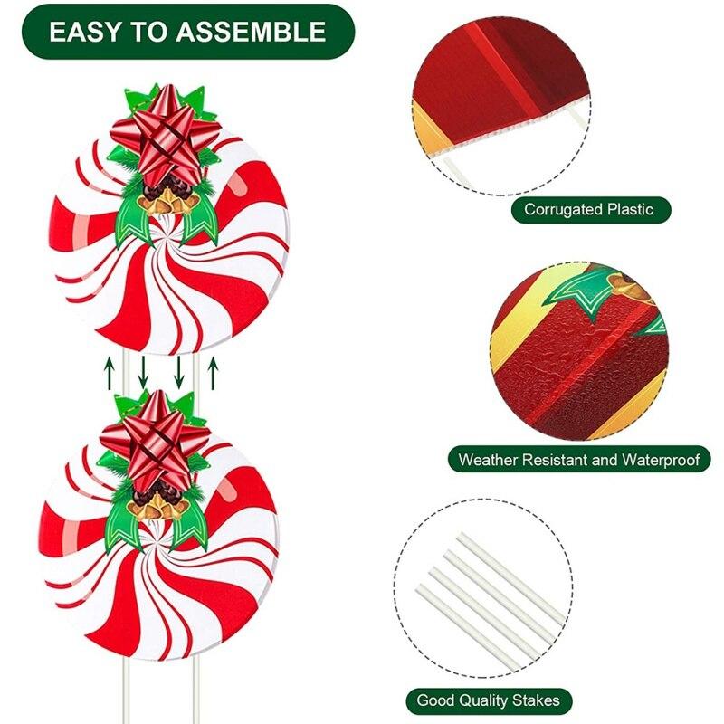 4pcs Christmas Yard Signs Stakes Decorations Patio Winter Ornaments
