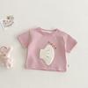 Kids Cartoon Patch T Shirt 3D Elephant Print Summer Short Sleeve Top Boys Girls Lightweight Base Shirt