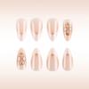 24pcs Almond Press On Nail Full Cover Stick On Nail with 3D Floral Charm Acrylic False Nail Manicure Art Decoration