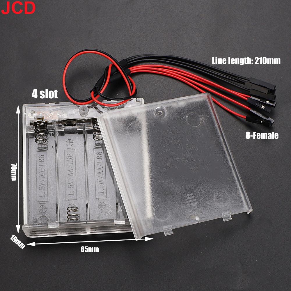 JCD 1pcs 3V 4.5V 6V AA Terminal Wire Transparent Battery Box with Cover Switch Male/Female Connector DIY Craft Model Accessories