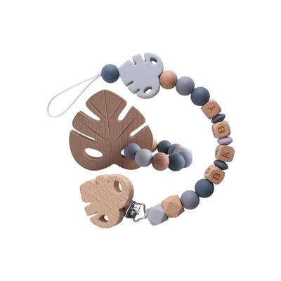 DIY Baby personalisierte Name Blatt Schnuller Clips Halter Kette Zahnen Spielzeug Geschenke Holz Ring Anti-Drop Ketten Babys
