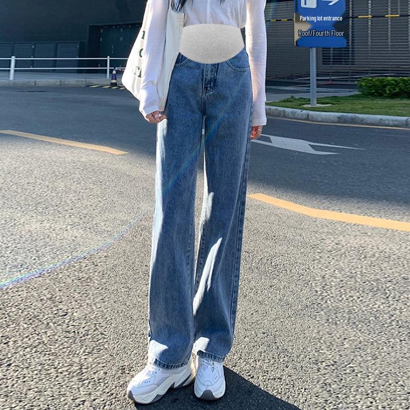 

Maternity Slimming Wide-Leg Support Jeans - Versatile Spring/Autumn Style XL джинсовый синий