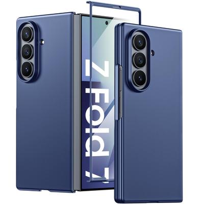 Slim Fit Case for Samsung Galaxy Z Fold 7, with Front Built-in Screen Protector, Ultra Thin Matte PC Protective Cover-Blue