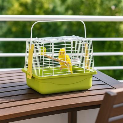 Removable Portable Bird Cage Durable with Handle Bird Transport Cage Bite Resistant with Standing Pole Bird Travel Carrier Cage