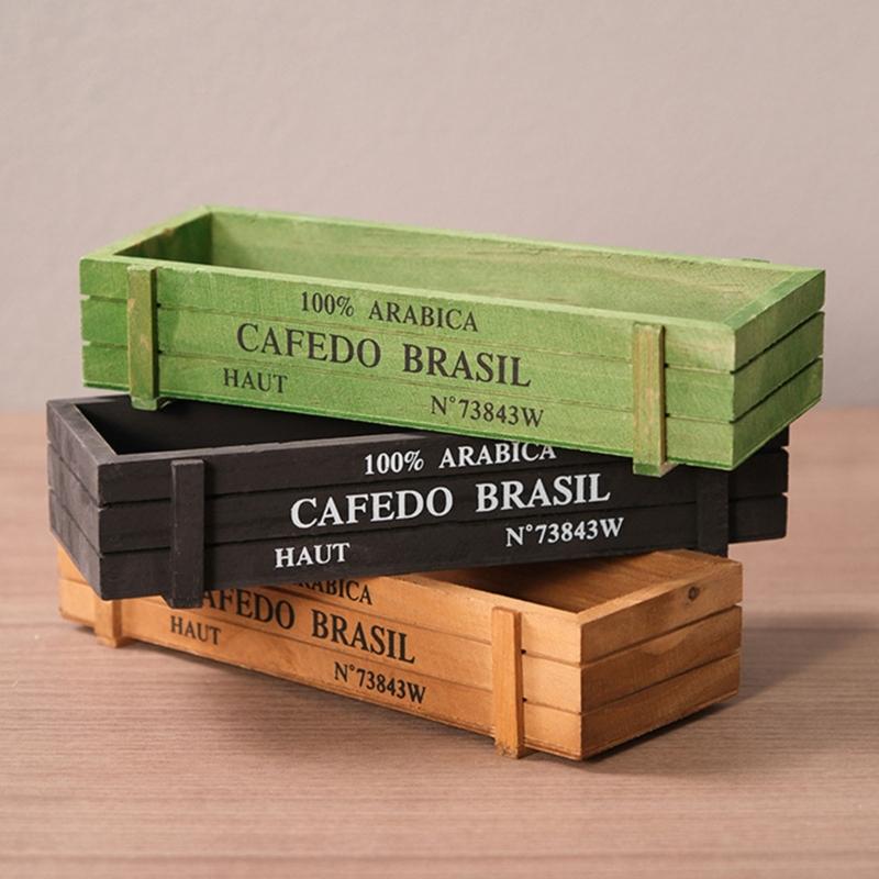 Wooden Rectangle Troughs Box Plant Bed Planter Box Garden Plant Flower Pots Succulents Pot Rectangle Troughs Box Plant