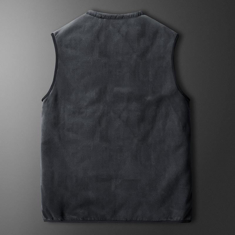 Velvet Thickened Photography Warm Vest for Men In Autumn and Winter, Middle-aged and Young Collarless Sleeveless Lamb Velvet Vest Jacket
