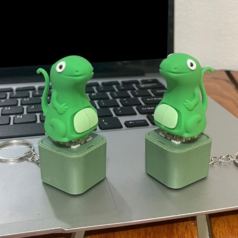 Robuster ABS Eidechsen-Schlüsselanhänger mit wiederaufladbarem LED und Soundeffekten Camping Nachtzubehör für Kinder und Camping