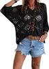 Cardigan lavorato a maglia da donna con scollo a V, intagli a forma di diamante e maniche a pipistrello, per la primavera/estate europea