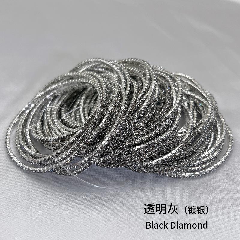 1Pcs Single Row Cubic Zirconia Tennis Bracelet Silver Color Elastic Bangle for Women Multi Layered Wearing Streetwear Jewelry