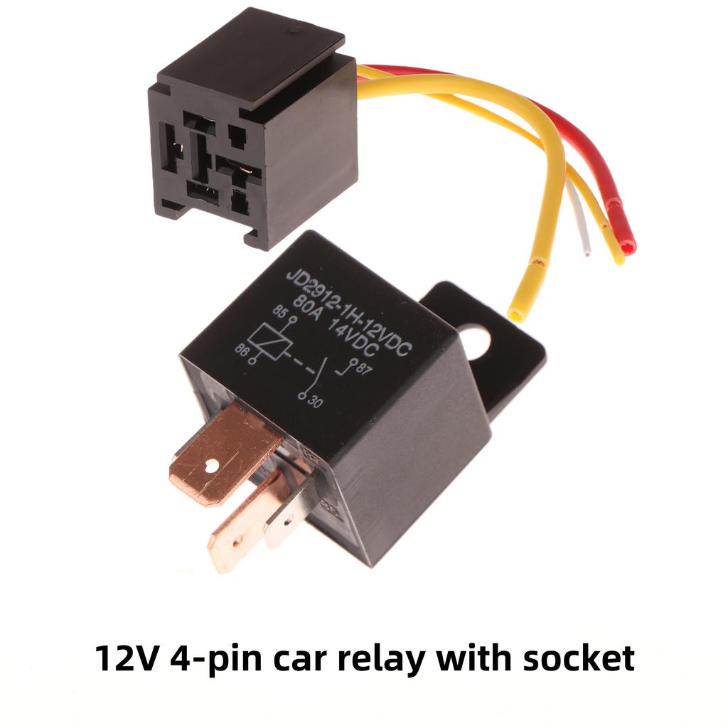 1Set Head Light Air Conditioner Motorcycles DC12V DC24V Relay 80A 4/5 Pin Waterproof Automotive Relay With Wired Socket