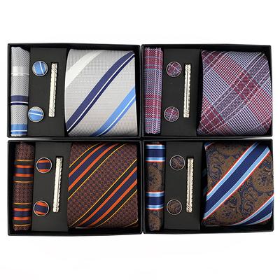 Paisley Men'S Tie Square Cuff Tie Clip Gift Box Set Business Casual Tie Black Gift Box