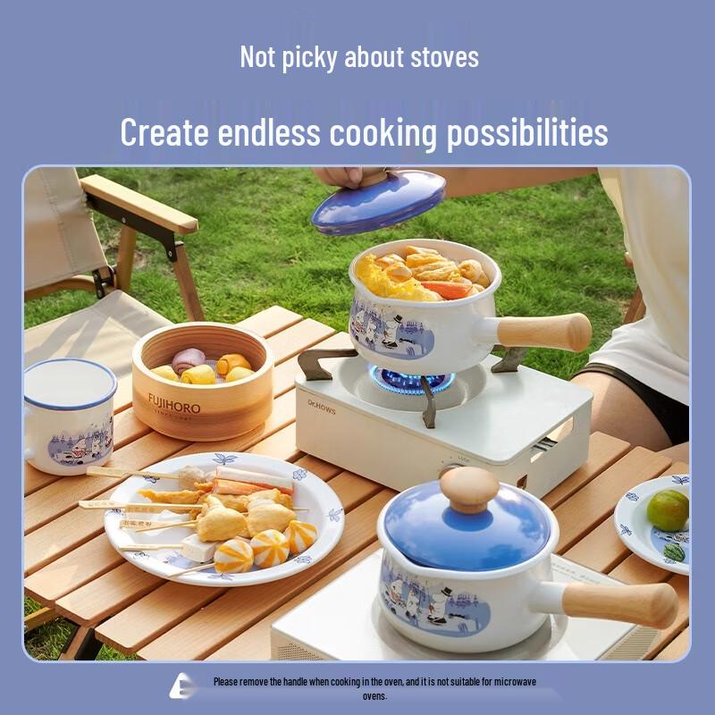 FUJIHORO Moomin Fishing Series 20CM Enamel Double Handle Soup Pot