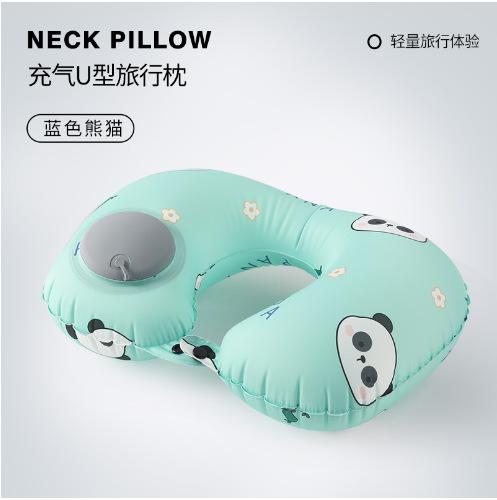 Press inflatable pillow travel portable aircraft headrest can be stored inflatable u-shaped pillow nap neck pillow