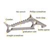 Titanium Alloy Crowbar Shark Shape EDC Multifunctional Hexagon Wrench Bottle Opener Phillips Straight Screwdriver Ruler Keychain