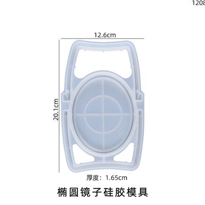 DIY Makeup Mirror Epoxy Resin Mold Silicone Casting Mould Oval Cosmetic Mirror with Stand Handmade Craft Desktop Ornament