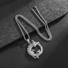 Fashion Hip Hop Bling Iced Out Dragon Round Pendant Necklace for Men Women Stainless Steel Rapper Jewelry Oriental Amulet Gift