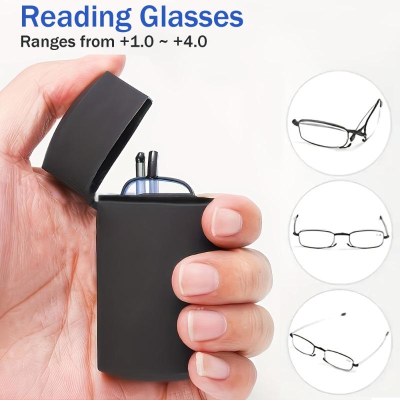 Portable Reading Glasses with+1 To+4.0 Magnification Square Full Frame Design with Compact Hard Case Box