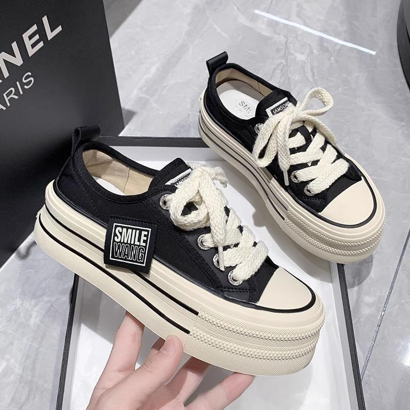 Super Fire Shoes Versatile Board Shoes Breathable Student Canvas Shoes Women's 2025 New Summer Thick-soled Heightening Casual Little White Shoes