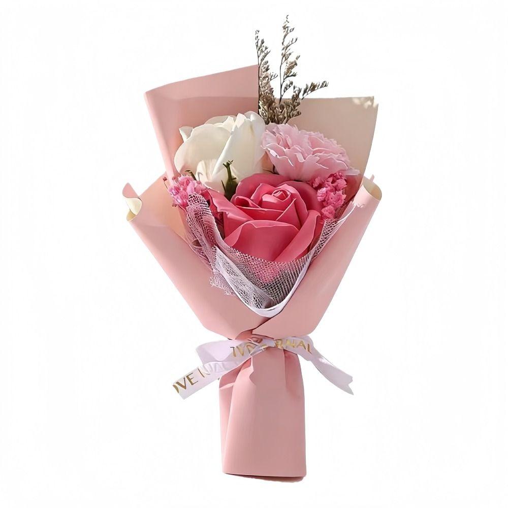 3 Heads Soap Flower Wedding Decor Gifts Mini Carnation Bouquet  Teachers' Day