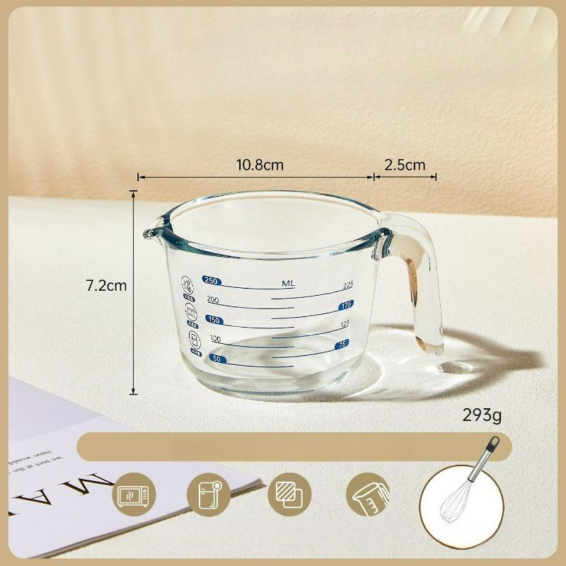 Baking Glass Measuring Cup with Scale, Food Grade High Temperature Resistant Egg Beating Cup for Kitchen