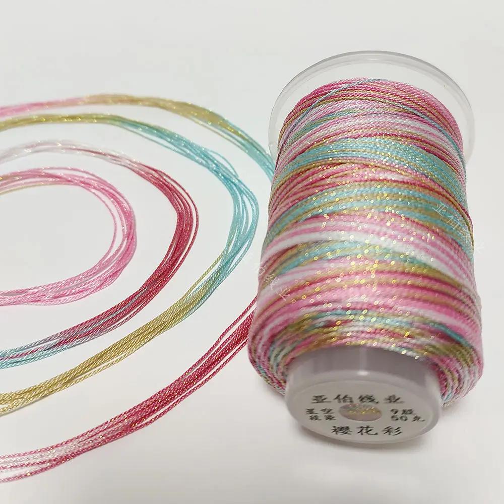 

180meter/0.6mm Rainbow Color Sewing Thread, Gradient Color Cotton String for Bracelet Braided Thread Jewelry Making Needlework помаранчевий