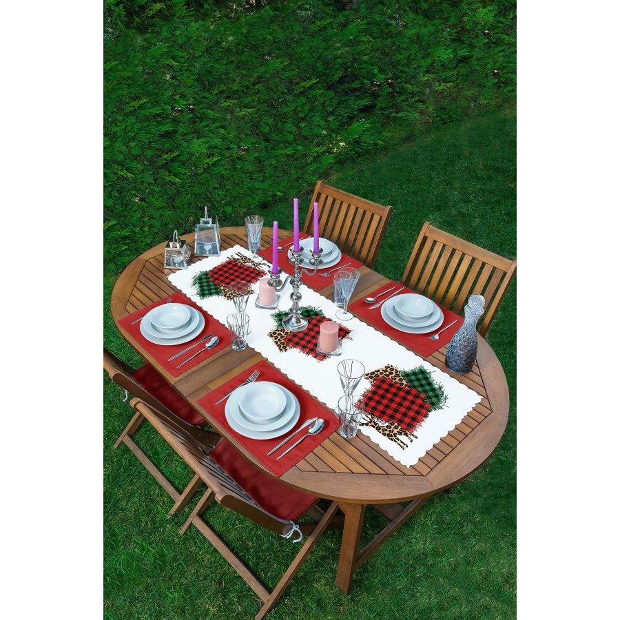 New Year Concept Printed Runner and Placemat Set 5 Pieces / Placemat Table Mat Dining Table Mat Coaster