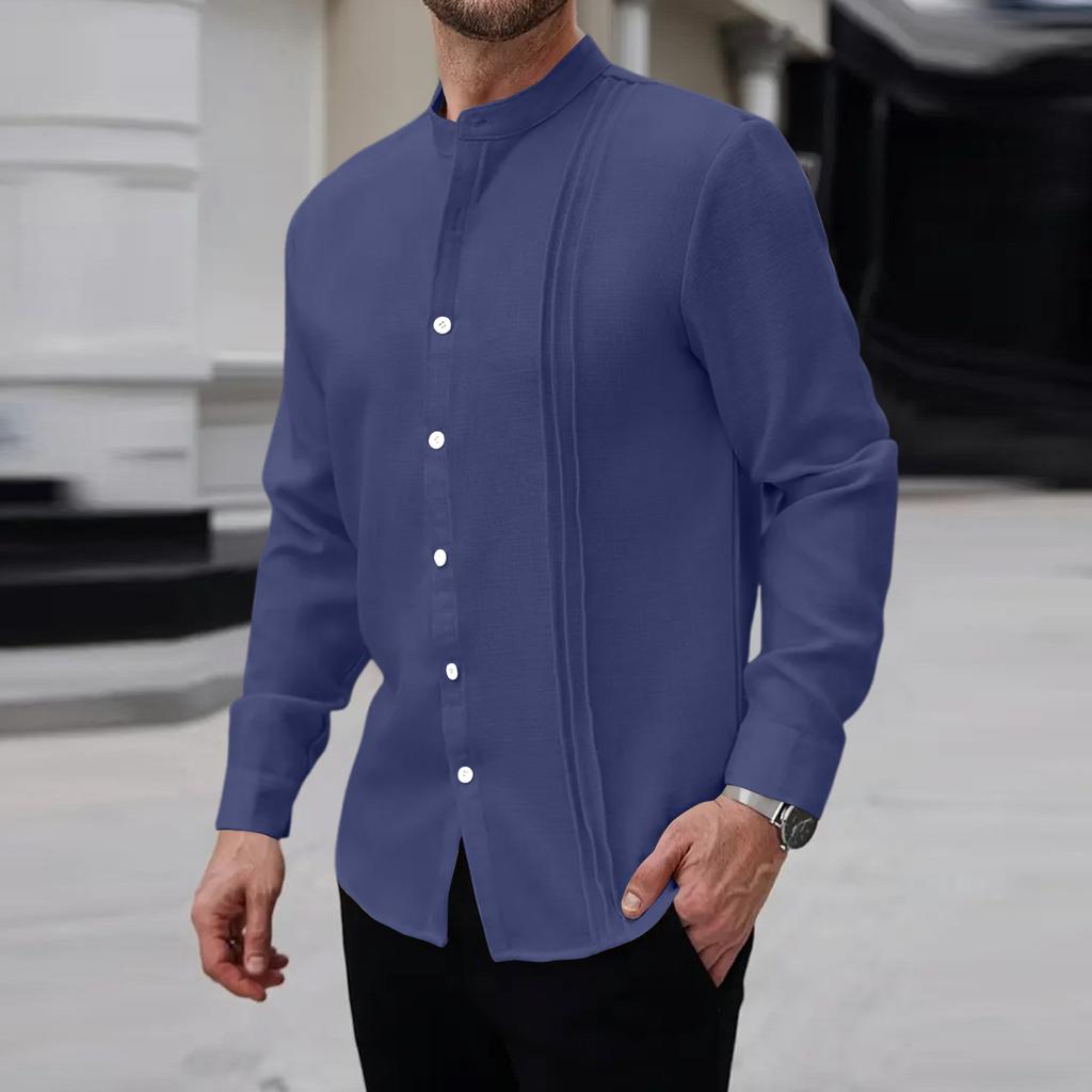 Pánská lněná košile s dlouhým rukávem košile s límečkem na knoflíčky košile business casual košile business košile regular fit