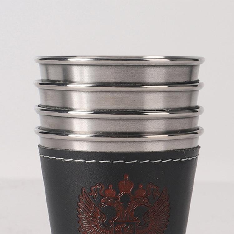Party-Schnapsgläser Halskettenbecher Leicht zu tragende Schnapsgläser mit Lederhülle Camping Reisen Kaffeetasse