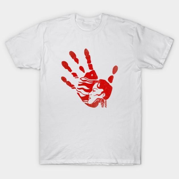 MMIW Awareness Shirt Red Handprint Missing Indigenous Women Tee, Unisex Tshirt S