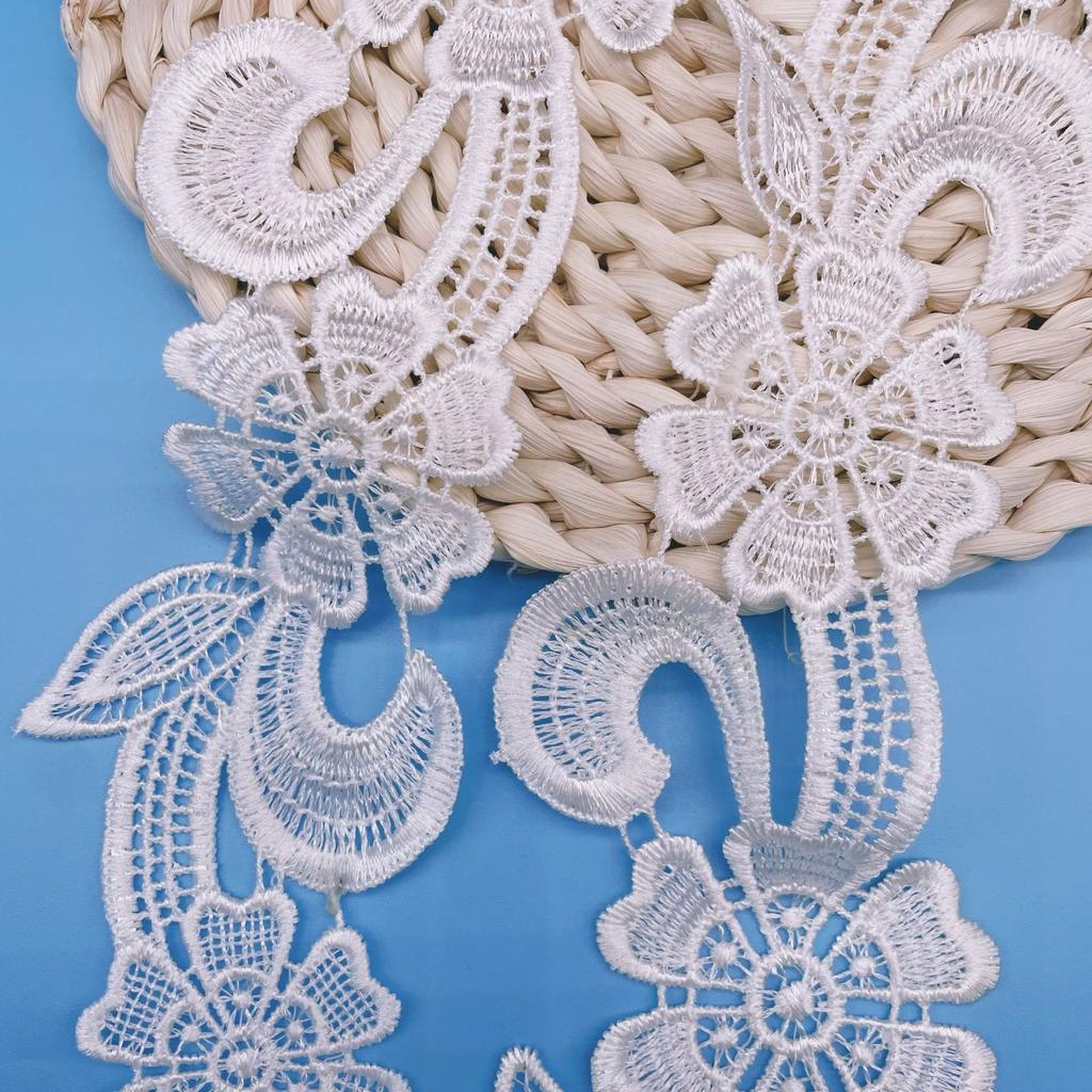 Polyester Embroidery Pair Of Flowers Lace Top Wedding Dress Diy Children'S Clothing Performance Clothing Accessories Lace