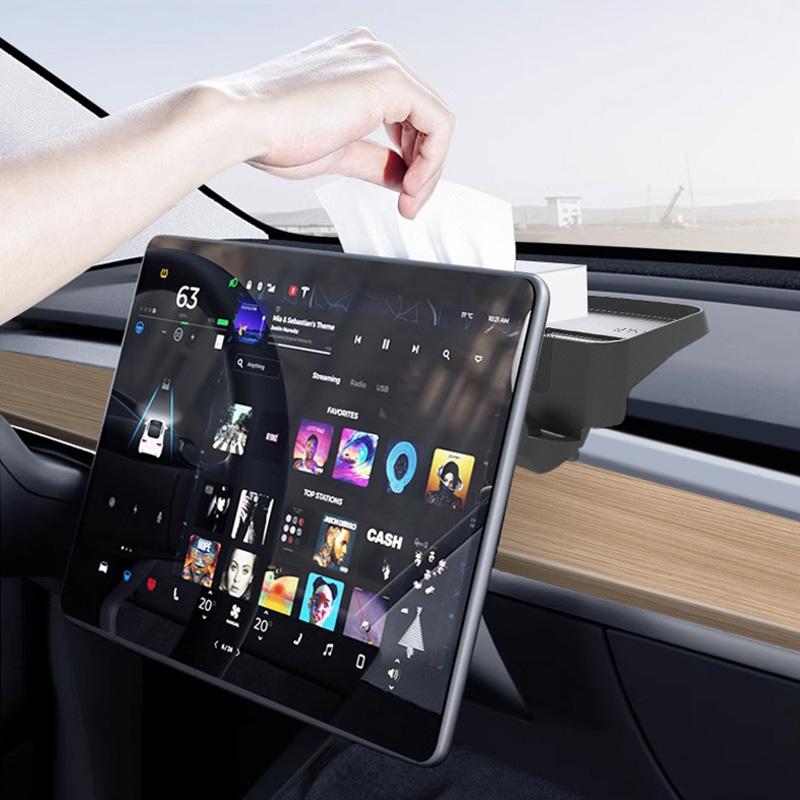 Dashboard Storage Box For Tesla Model 3 Model Y Silicone Glasses Key Tray Center Console Bracket Storage Case Accessories