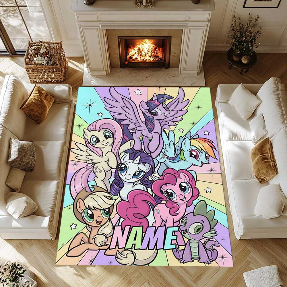 Little Pony (20) Customize your name rug, office chair cushion, home bedroom living room gift.