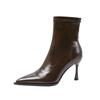 Stivaletti Corti da Donna 8288-1 - Collezione Autunno/Inverno 2024: Elastiche Snellenti, Punta Acuta, Tacco Alto a Spillo, Stivaletti Corti tipo Dr. Martens
