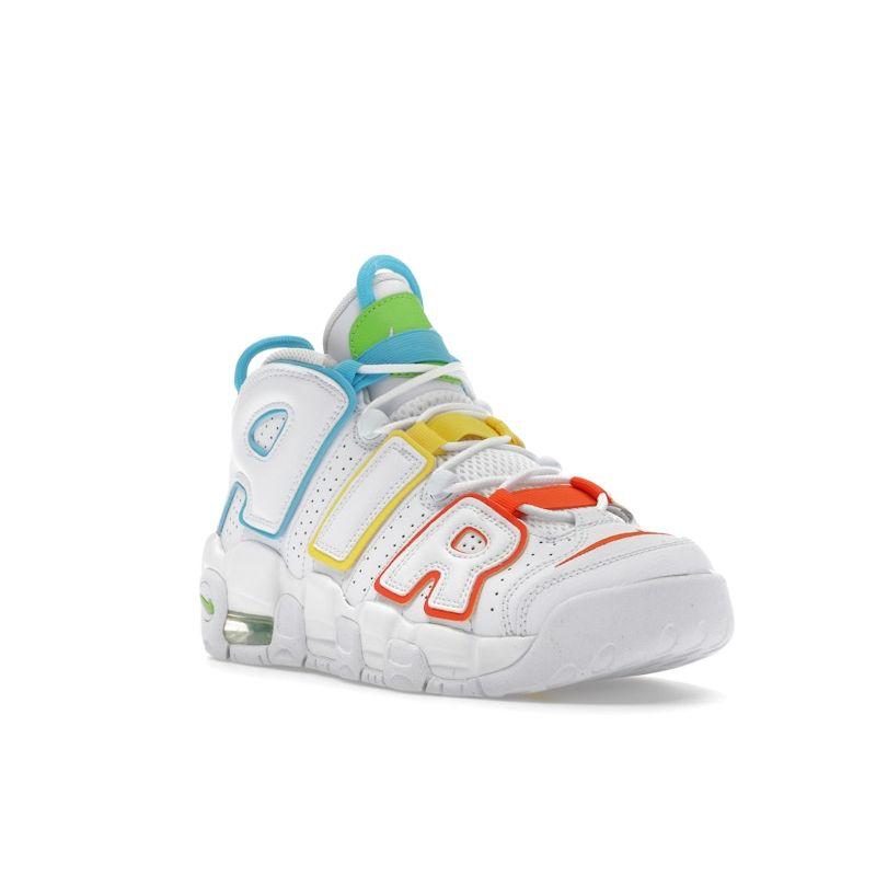 Nike Air More Uptempo GS White Rainbow Kids Sneakers Multi-Color Opti-Yellow Safety-Orange FJ4624-100
