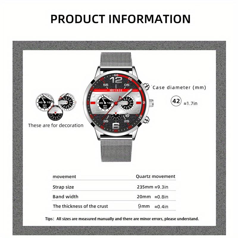 Luxury Fashion Mens Sports Watches Stainless Steel Mesh Belt Quartz Watch for Men Business Leather Luminous Clock