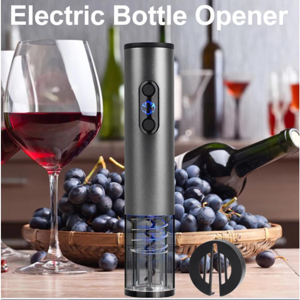 Stainless Steel USB-C Rechargeable Electric Wine Opener (Corkscrew & Foil Cutter Included) - RED