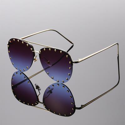 Rimless Pilot Sunglasses Men New Fashion Vintage Gradient Outdoor Shades Trendy Stylish Brand Designer Sun Glasses