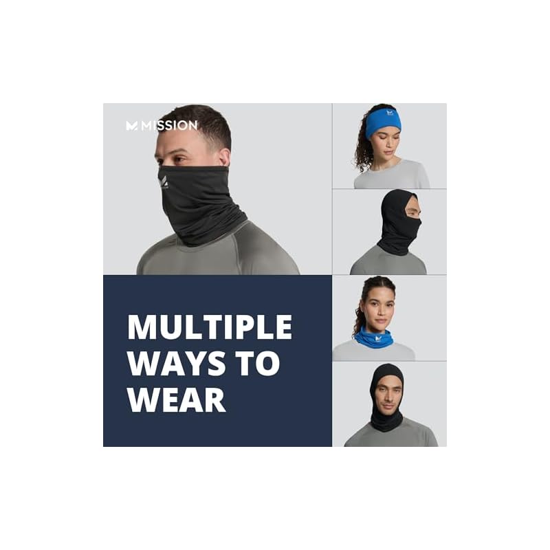 [MISSION] Cooling Neck Gaiter Face Cover - Reduces Skin Temperature by 15°C - Heatstroke Prevention - Suitable for Farming, Outdoor Activities, Golf -