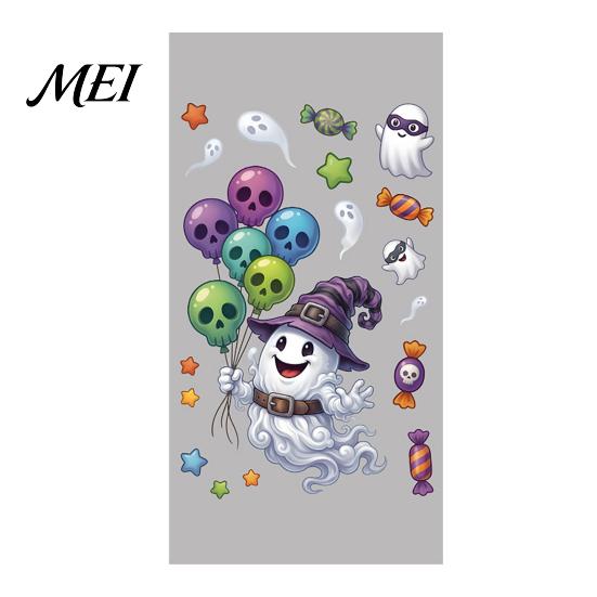 Decorative Window Posters Halloween Cartoon Cling Stickers, Ghost Pumpkin Candy Glass Decals, Self-Adhesive Removable Indoor Festive Scene Setters Art