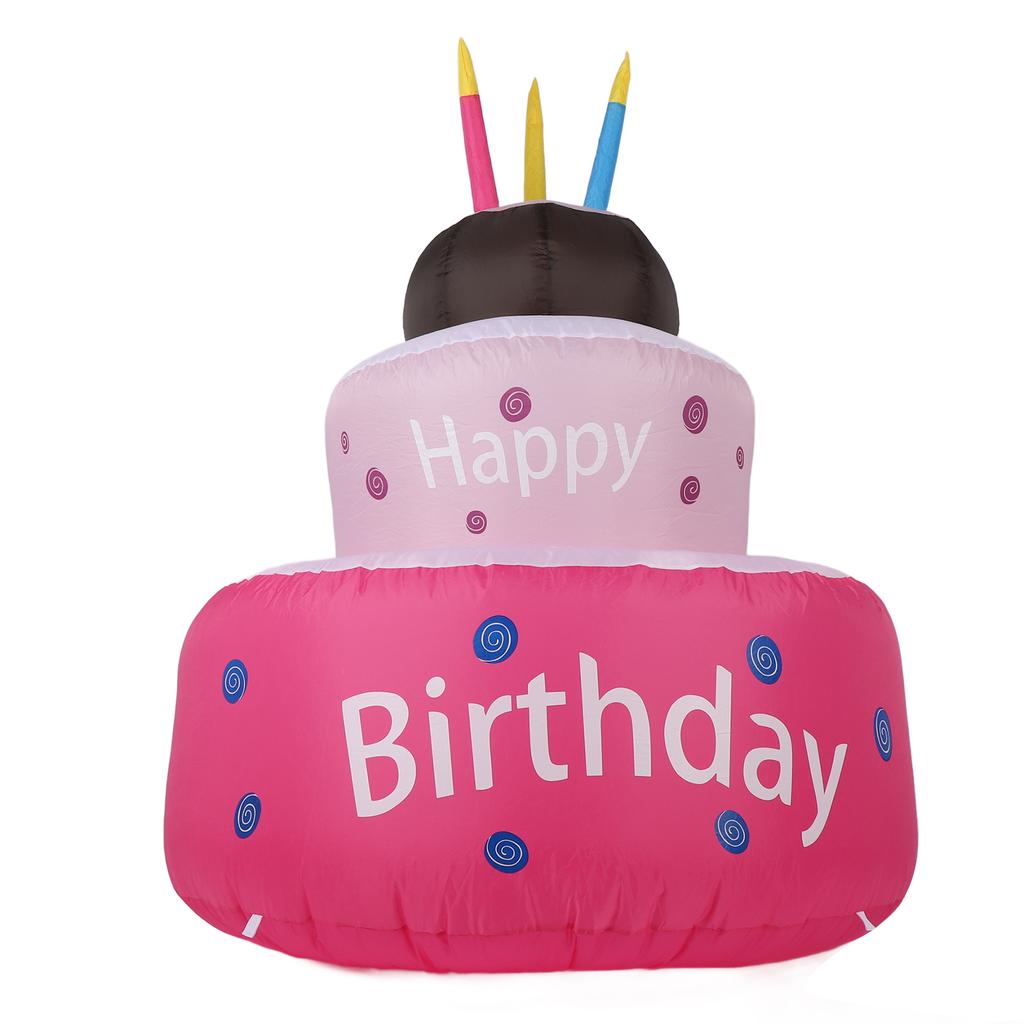 Inflatable Happy Birthday Cake with Candle IP44 Waterproof Birthday Blow Up Yard Decoration with